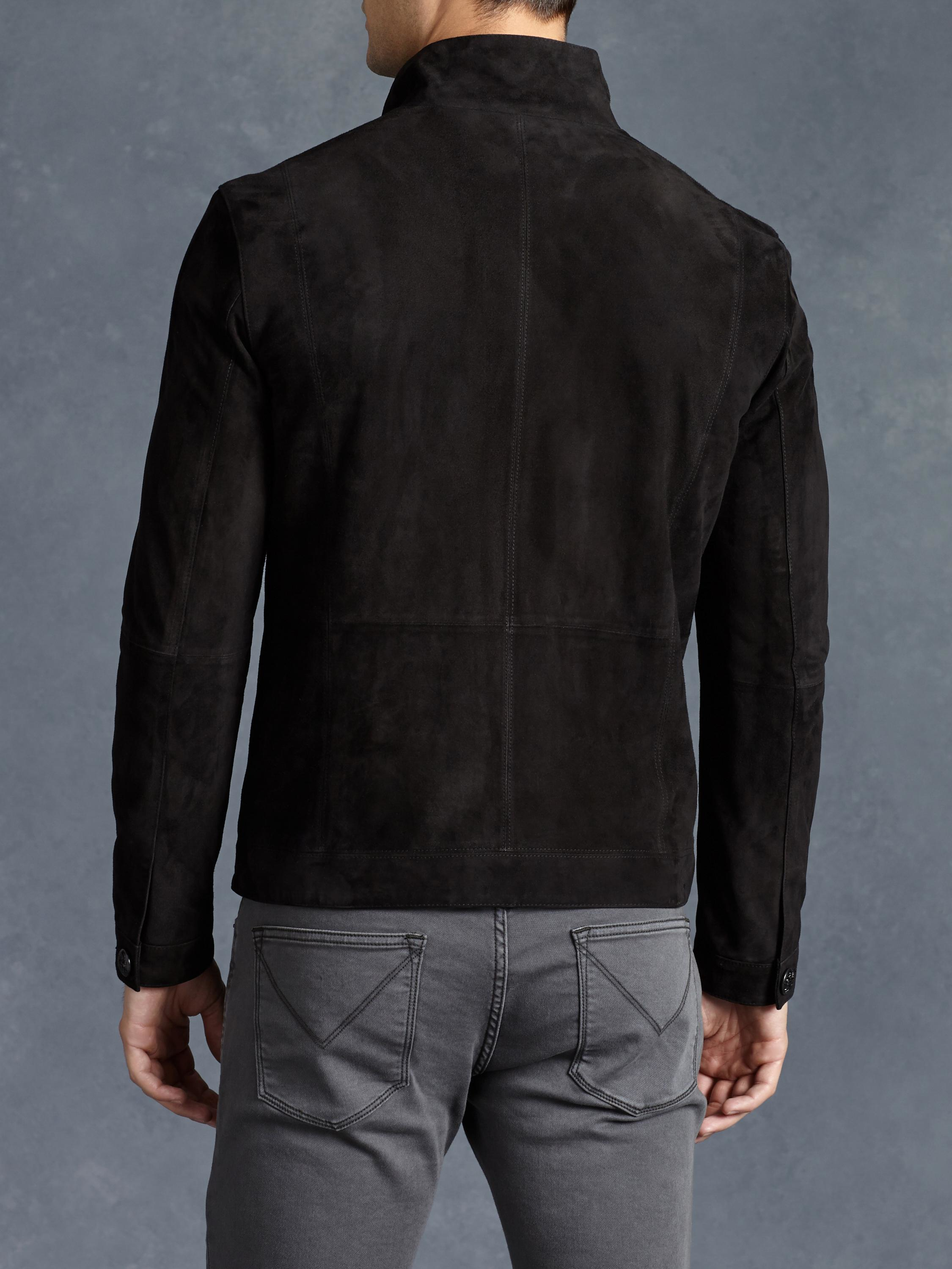 Lyst - John Varvatos Suede Bomber Jacket in Black for Men