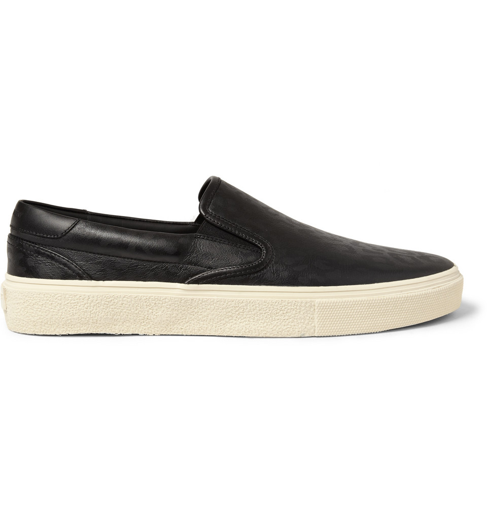 Saint laurent Baby Cat-Print Leather Slip-On Sneakers in Black for Men ...