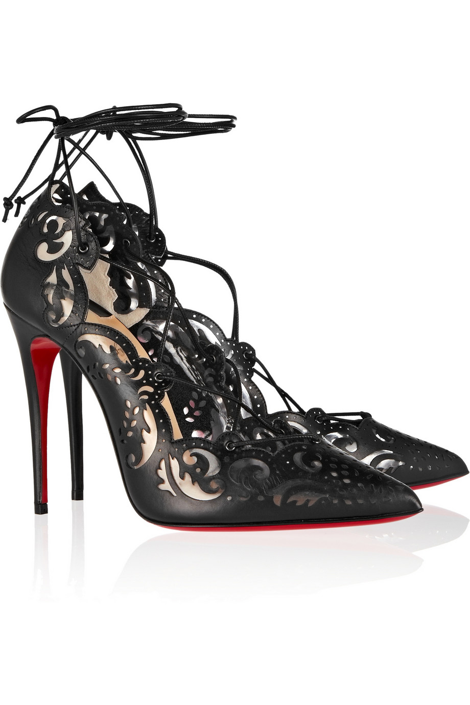 christian louboutin degrastrassita embellished pvc & leather pumps