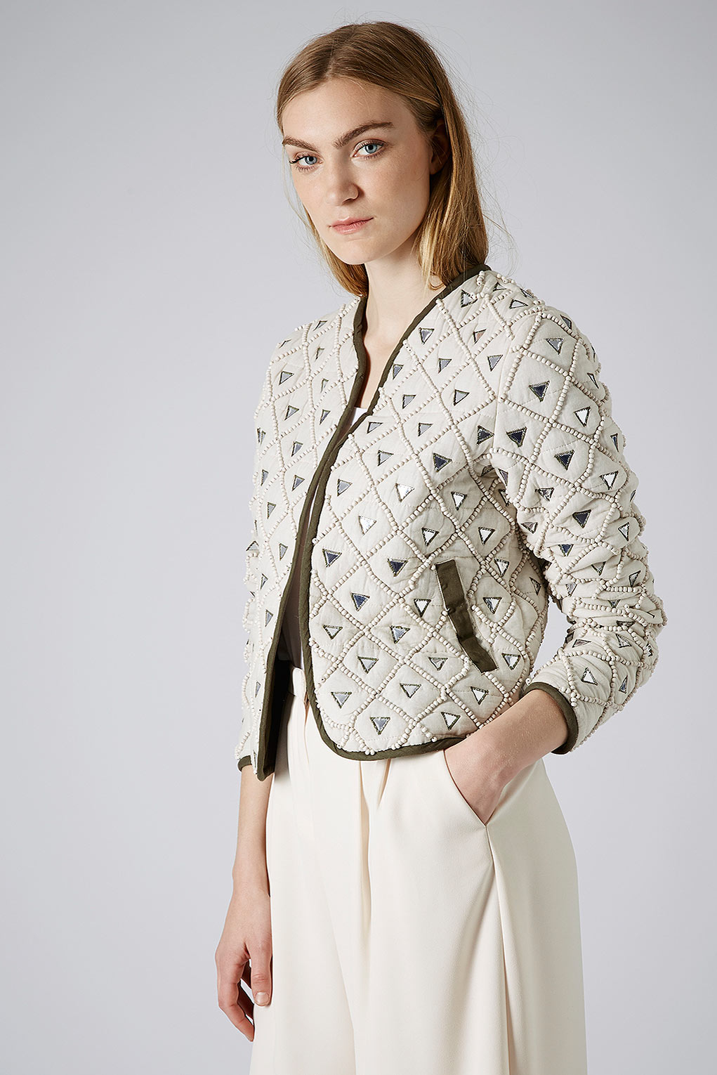Lyst - Topshop Womens Beaded Embellished Jacket Off White in Natural