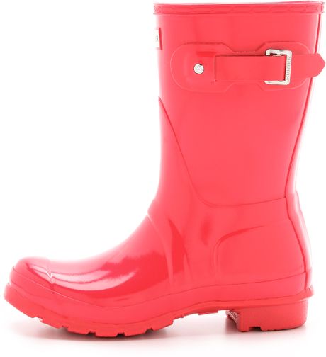 Hunter Original Short Gloss Boots - Bright Plum in Red (Bright Coral ...