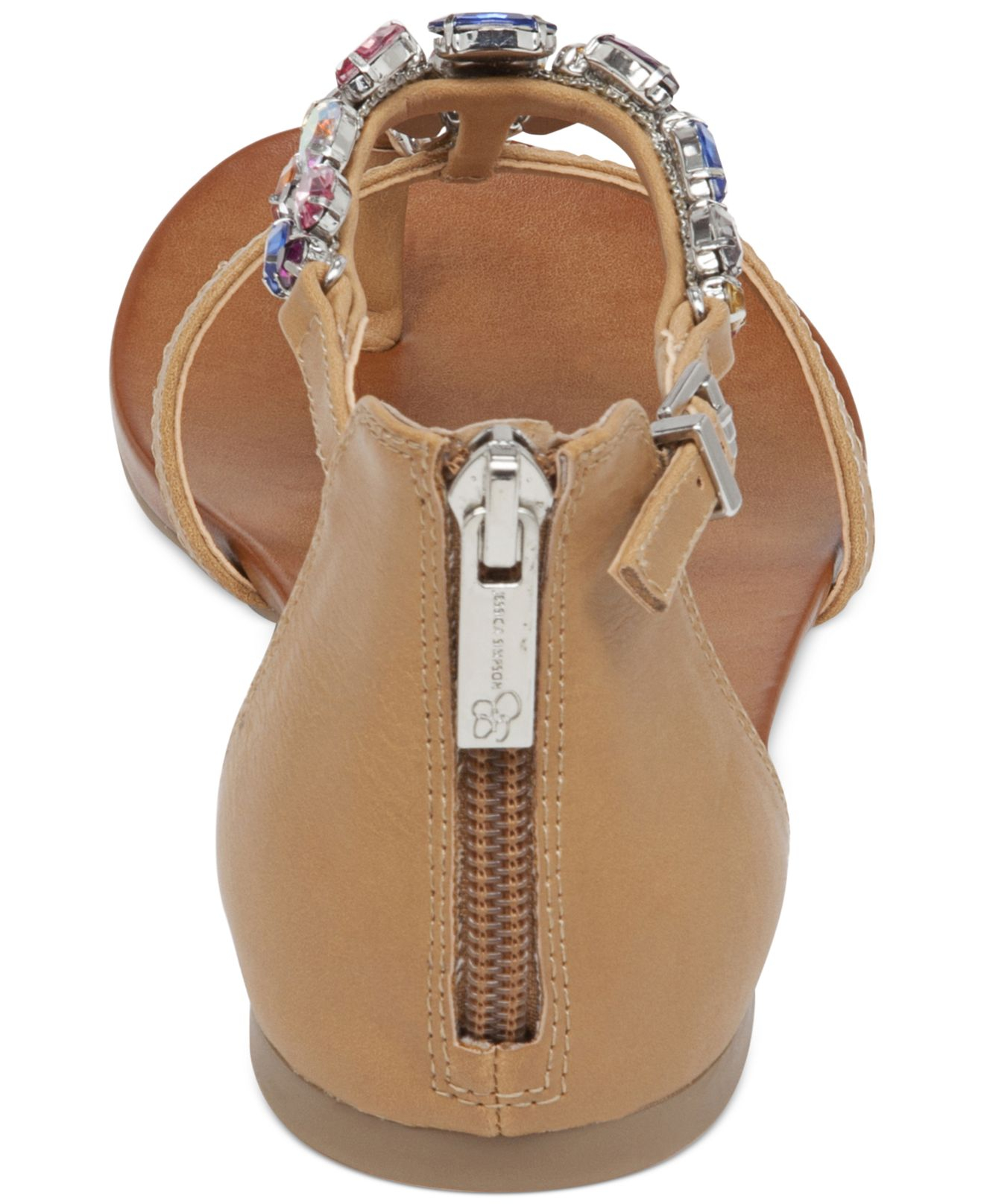 Lyst - Jessica Simpson Whitten Jeweled Flat Thong Sandals in Brown