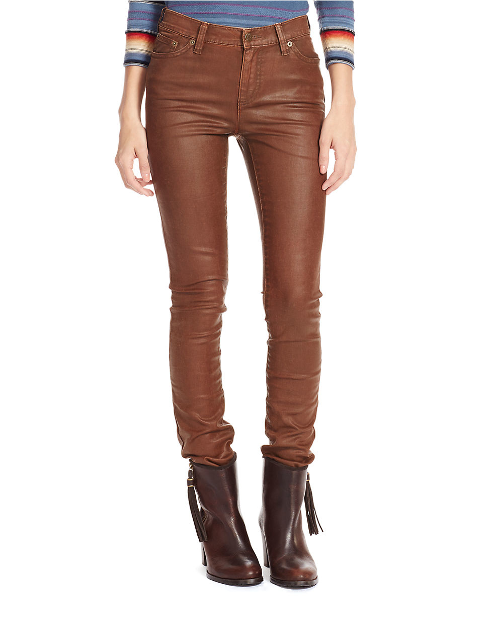 womens coated skinny jeans