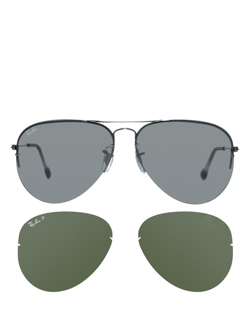 Lyst Ray Ban Aviator Sunglasses In Metallic For Men