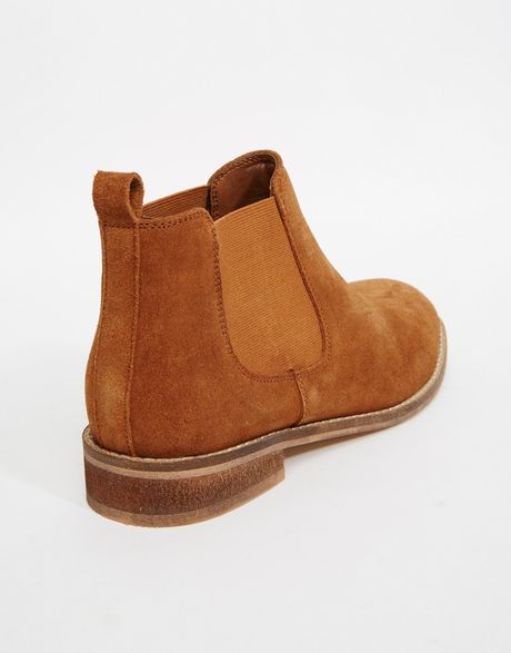 Asos America Suede Chelsea Ankle Boots in Brown (Chestnut) | Lyst