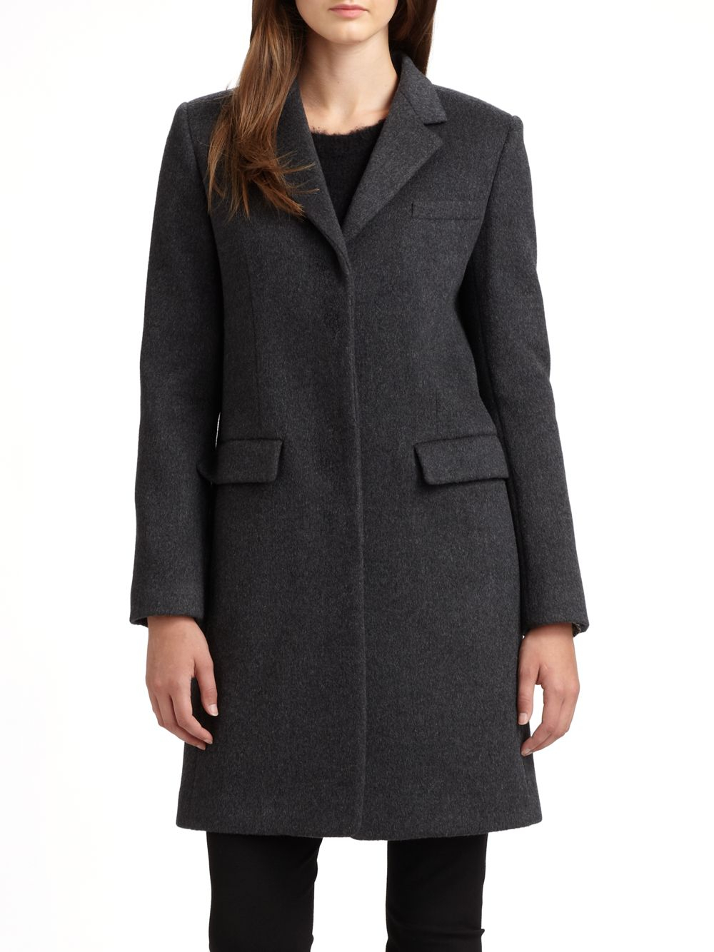 Dkny Wool Cashmere Long Coat in Gray | Lyst