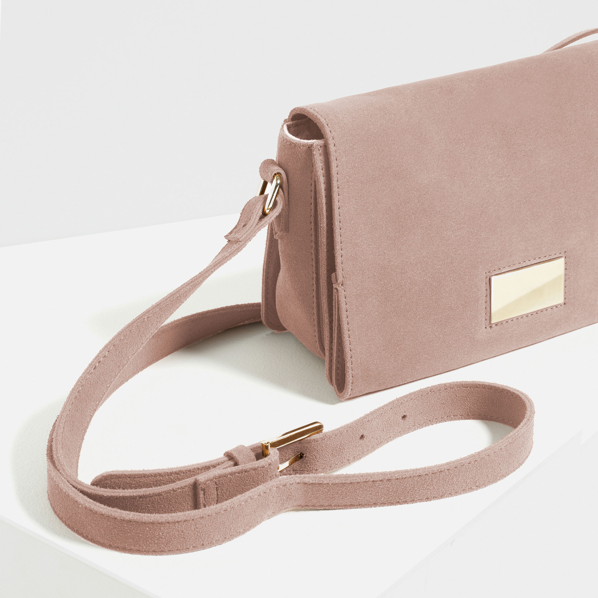 Zara Metallic Detail Leather Cross Body Bag in Pink | Lyst