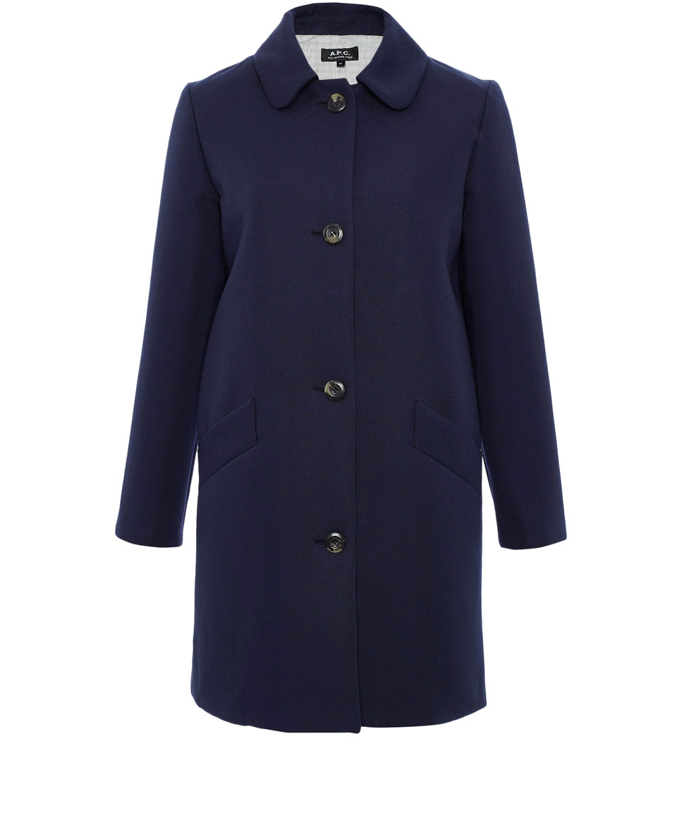 Lyst - A.P.C. Navy Dolly Peter Pan Collar Coat in Blue