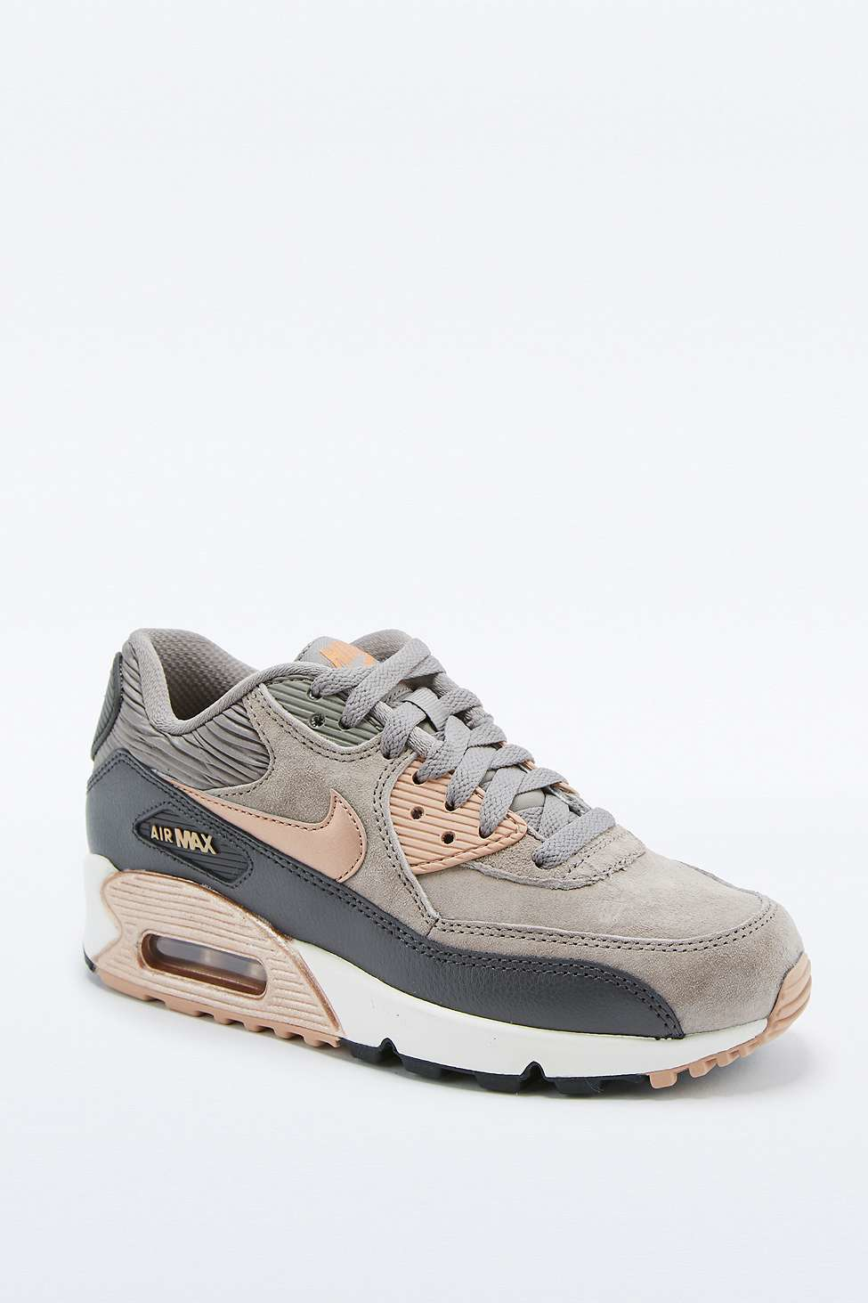 Nike Air Max 90 Premium Grey And Bronze Leather Trainers in Nike Air Max 90 Premium Leather Sneakers | ASOS