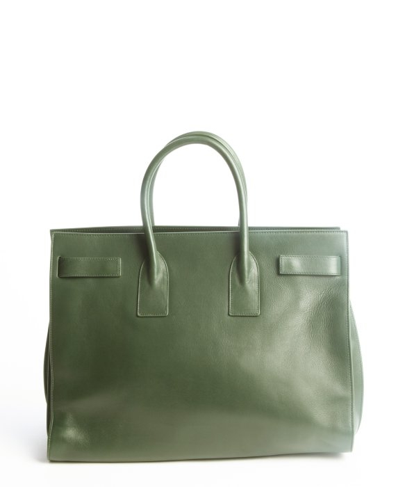 Saint laurent Green Calfskin Sac De Jour Top Handle Bag in Green ...