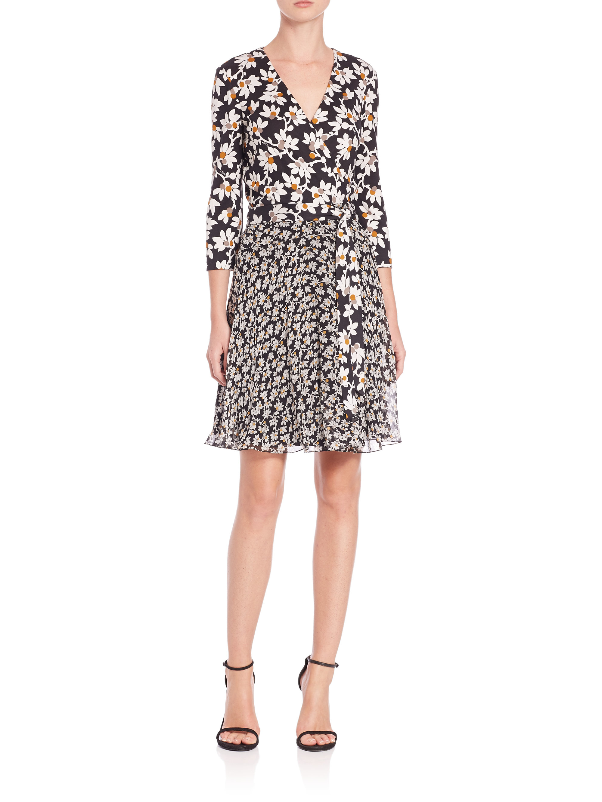 Lyst - Diane Von Furstenberg Irina Printed Silk Wrap Dress