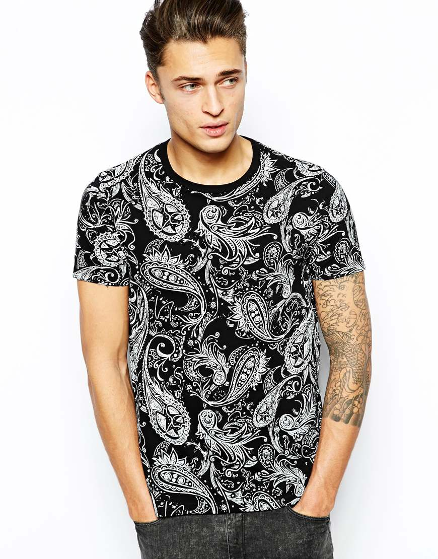 Lyst - Asos Super Oversized T-shirt With Liberty Bandana Back Print in ...