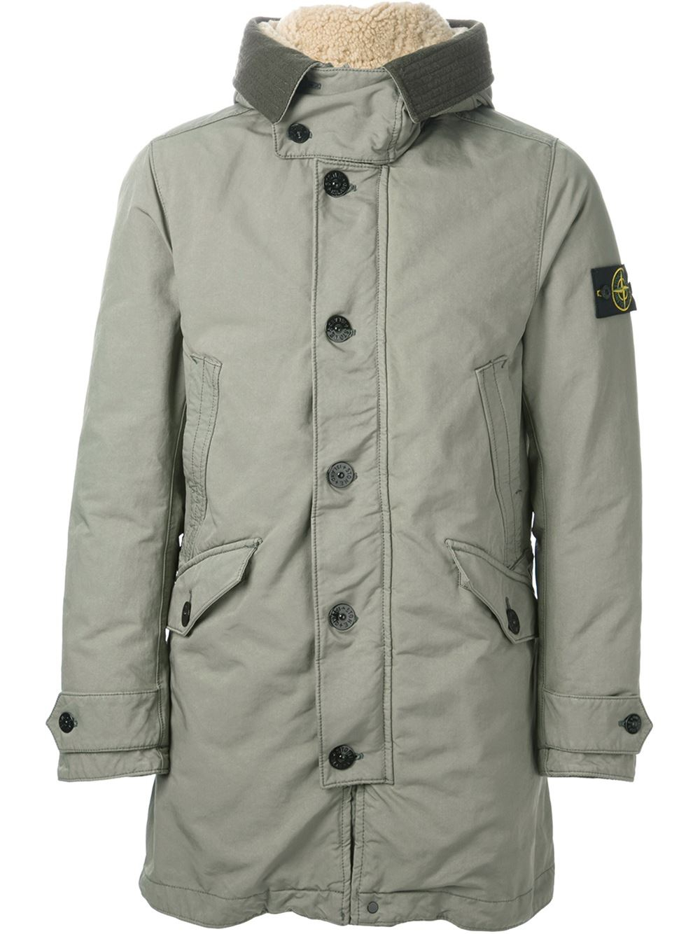 Stone island Hooded Parka in Green for Men | Lyst