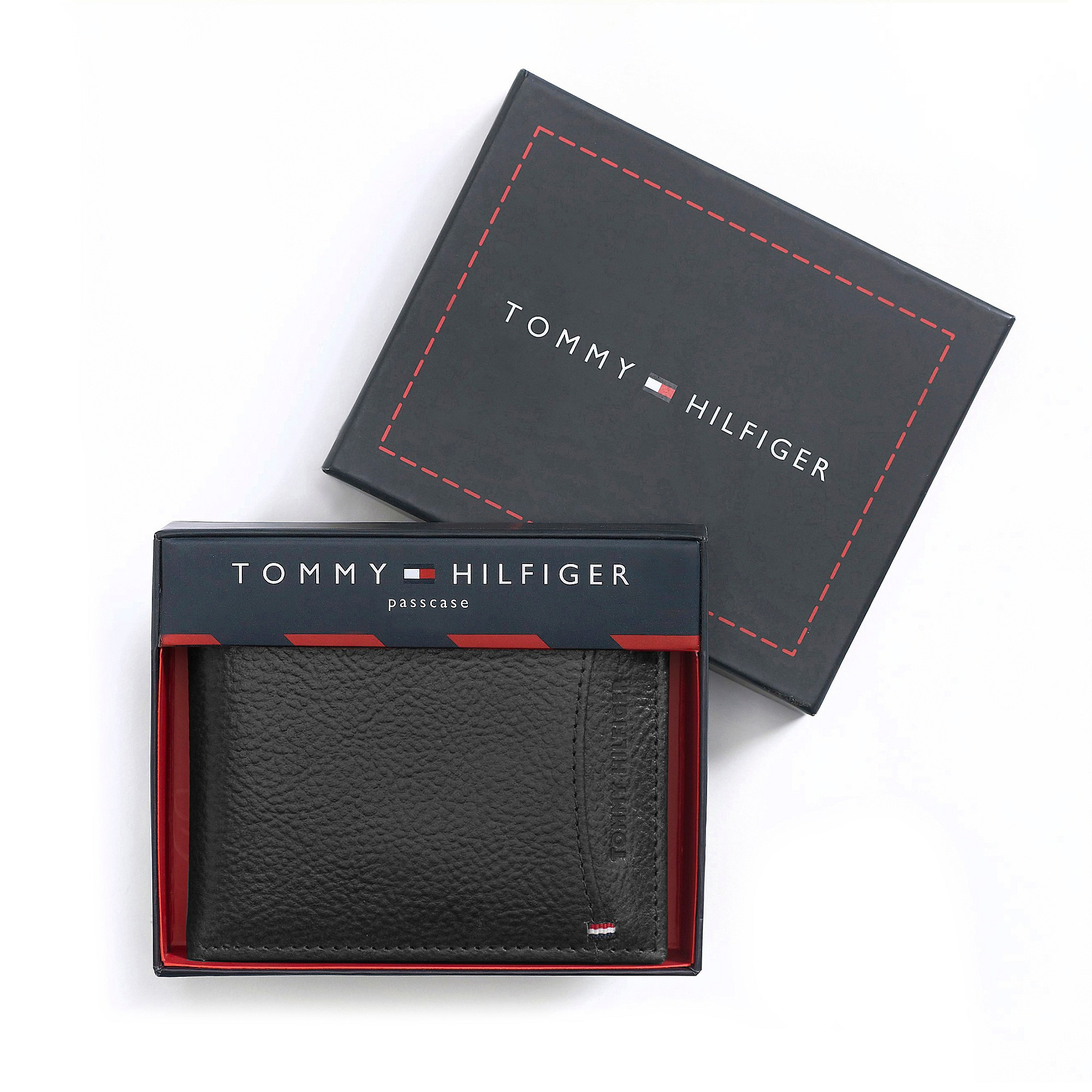 Tommy hilfiger Pebbled Leather Wallet in Black for Men | Lyst