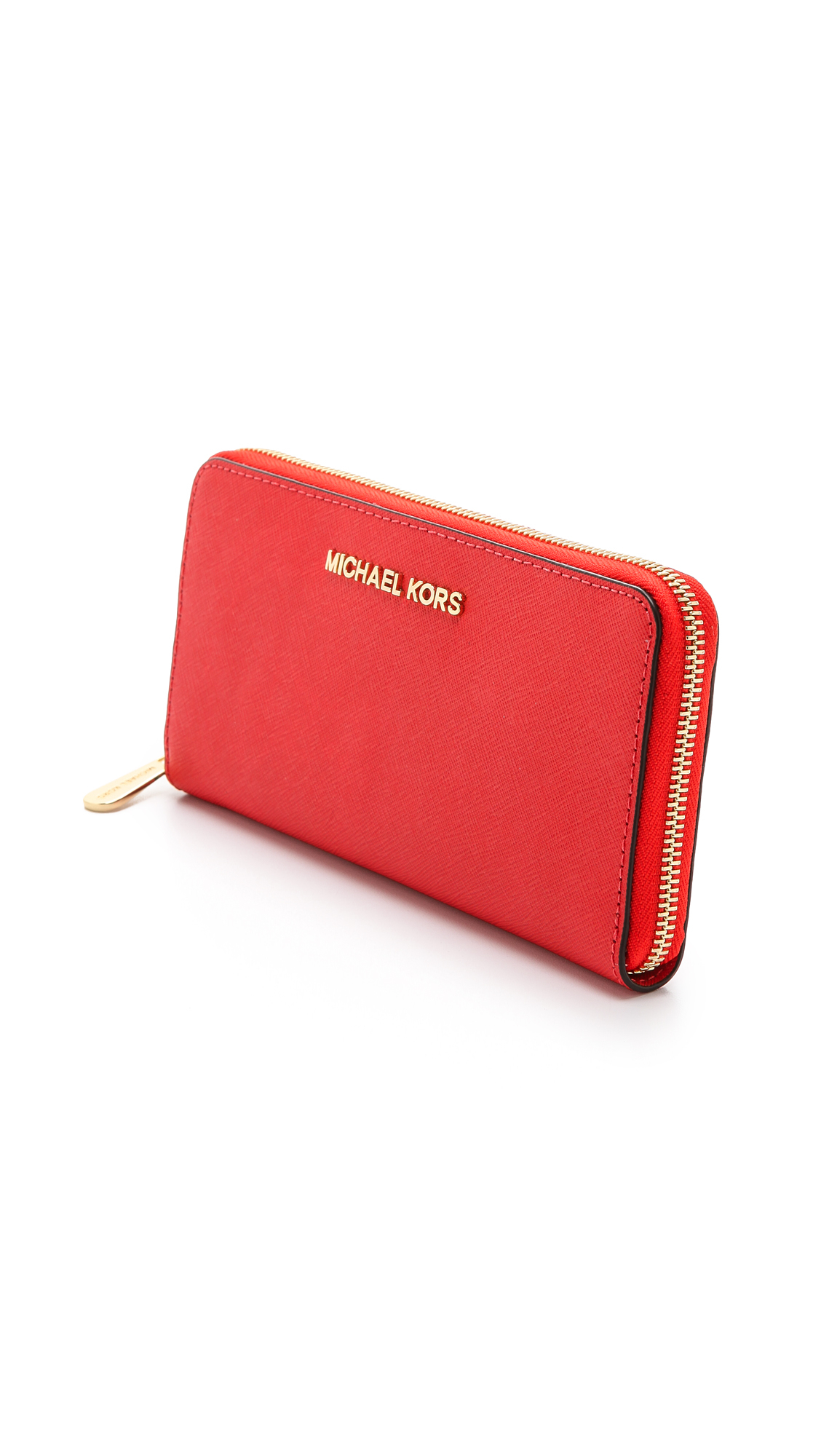 Lyst - Michael Michael Kors Jet Set Zip Around Continental Wallet in Red