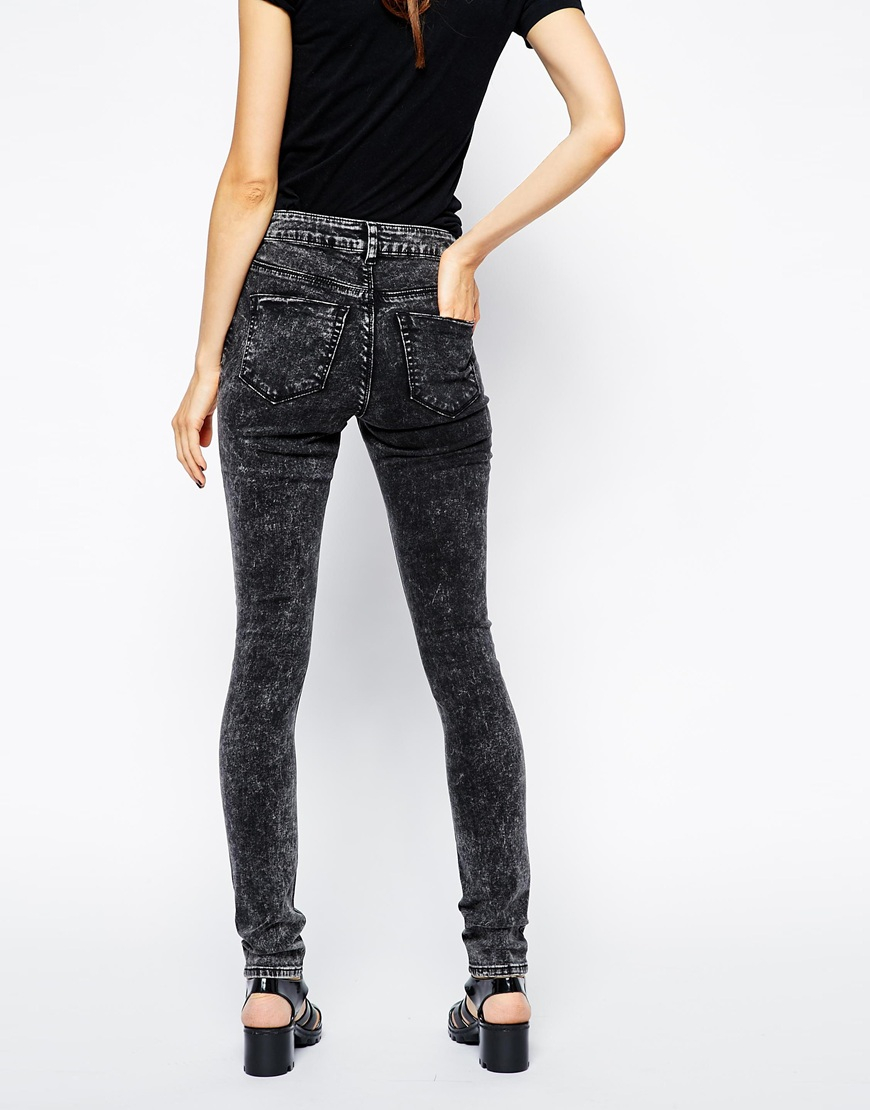 Lyst - Asos Whitby Low Rise Skinny Jeans In Washed Black in Black