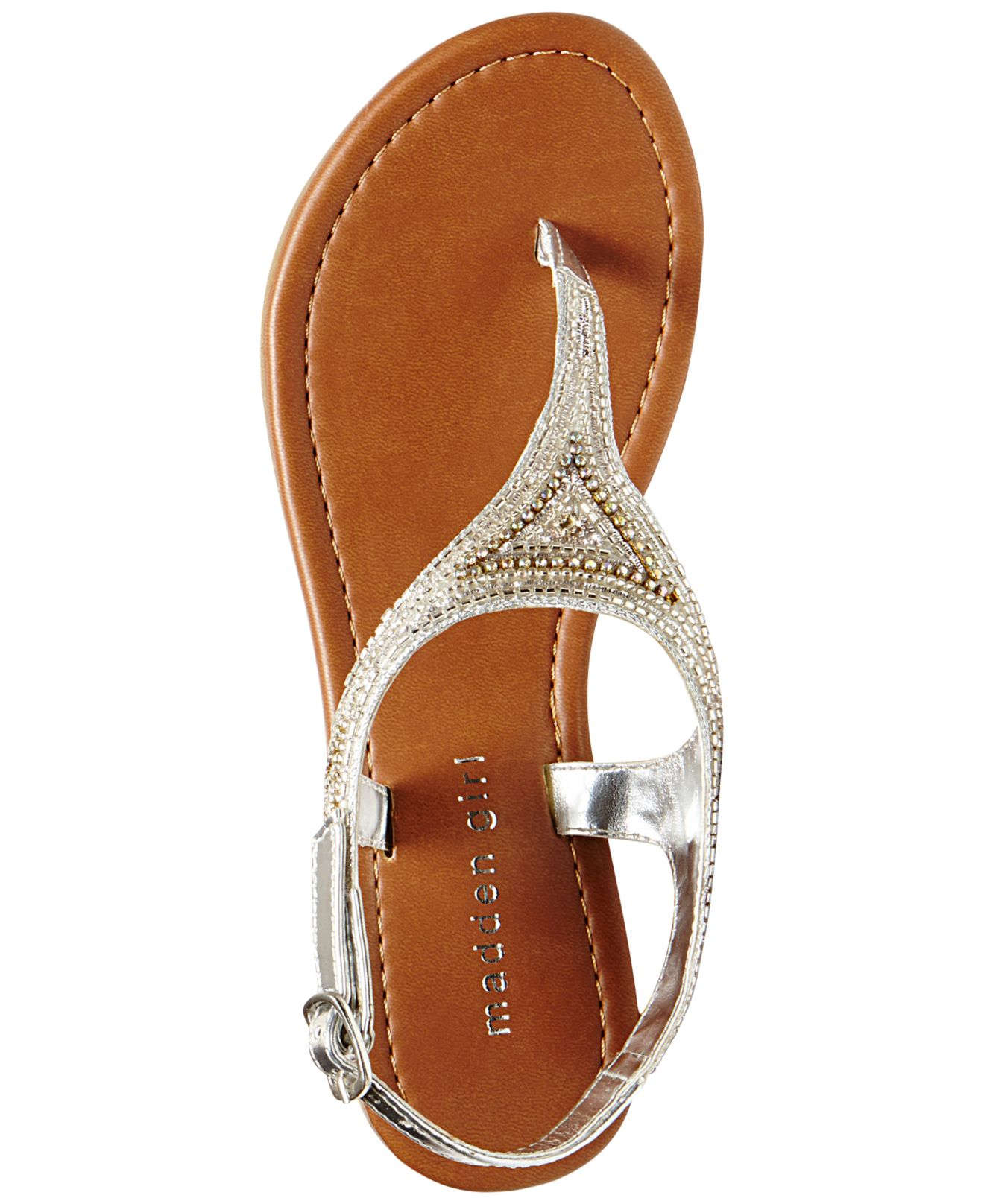 Madden girl Riddlee Beaded Flat Thong Sandals in Metallic | Lyst