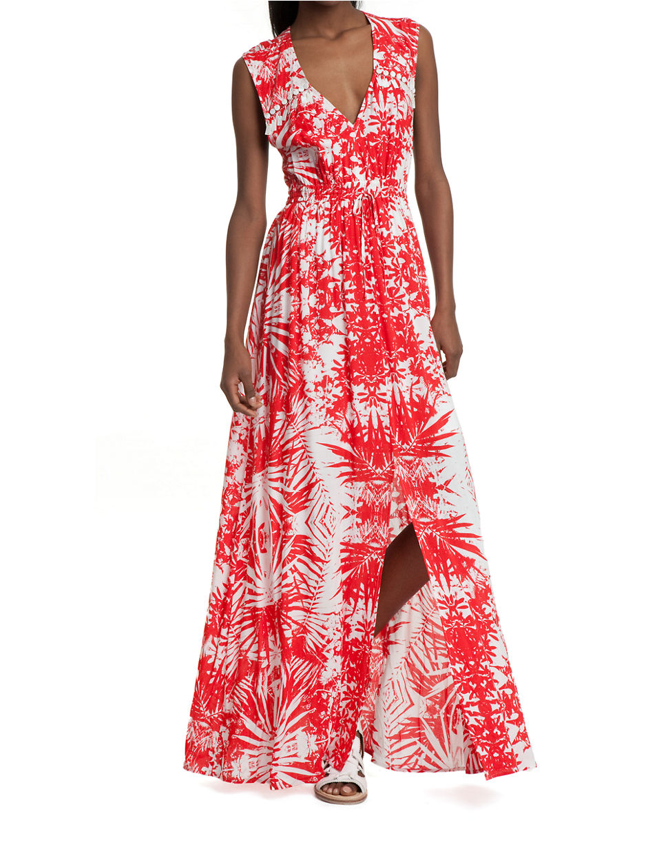 Lyst Plenty By Tracy Reese Pleated Tropical Print Maxi Dress In Red Gallery