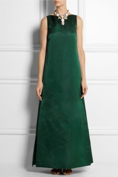 Valentino Silk-satin Gown in Green | Lyst