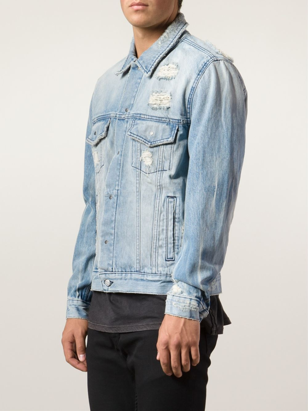 Ksubi Distressed Denim Jacket in Blue for Men | Lyst