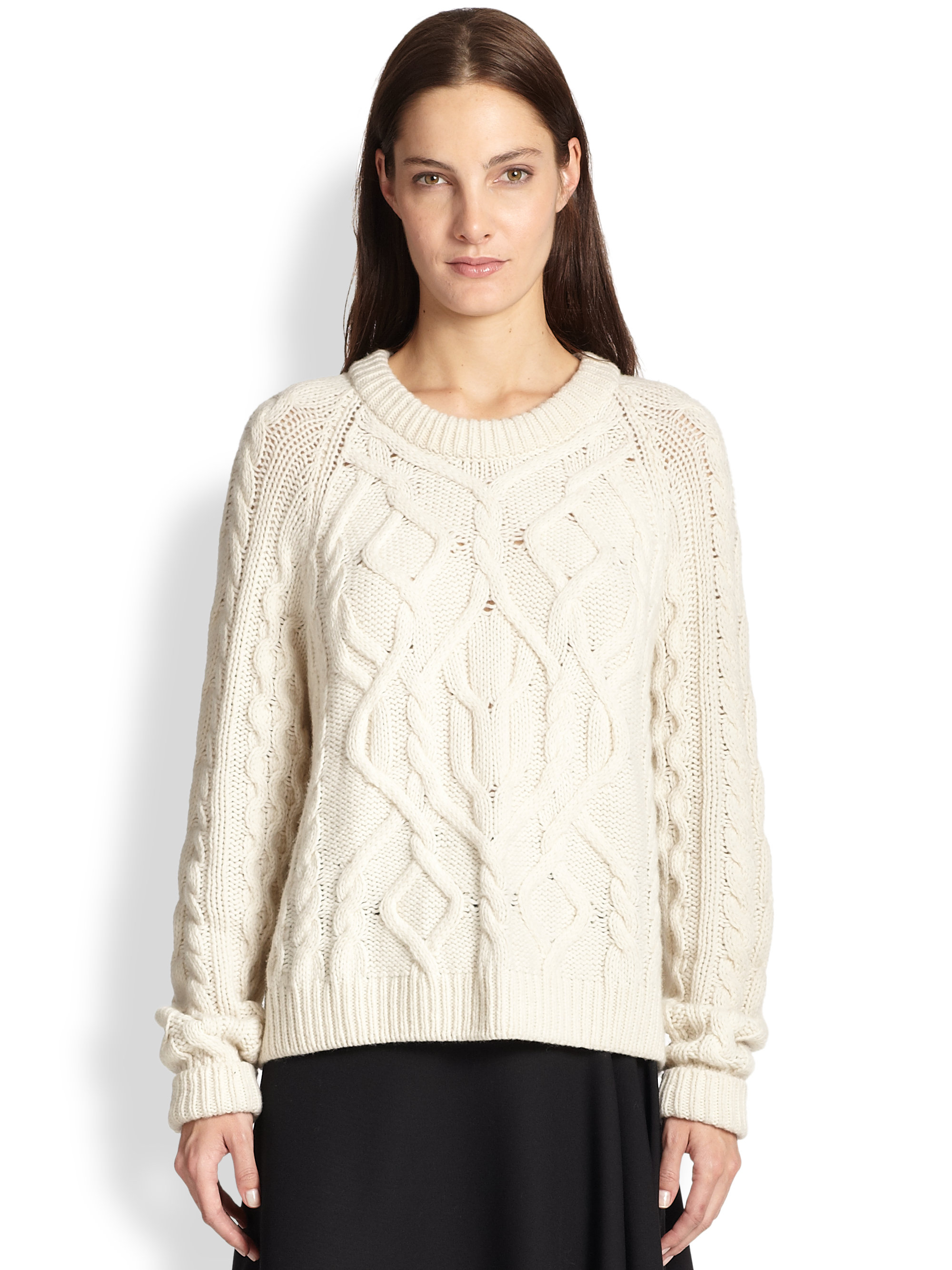 Mcq Wool & Cashmere Cable-Knit Sweater in White | Lyst
