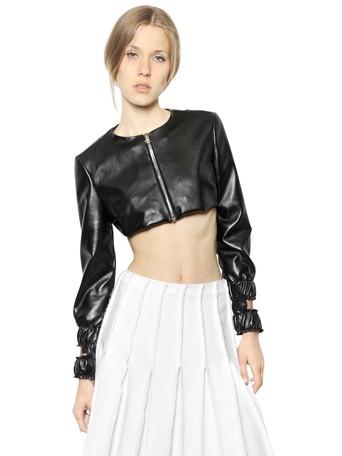 Lyst J W Anderson Faux Leather Cropped Jacket In Black Gallery Previously Sold At Luisa Via Roma Women S Cropped Leather Jackets