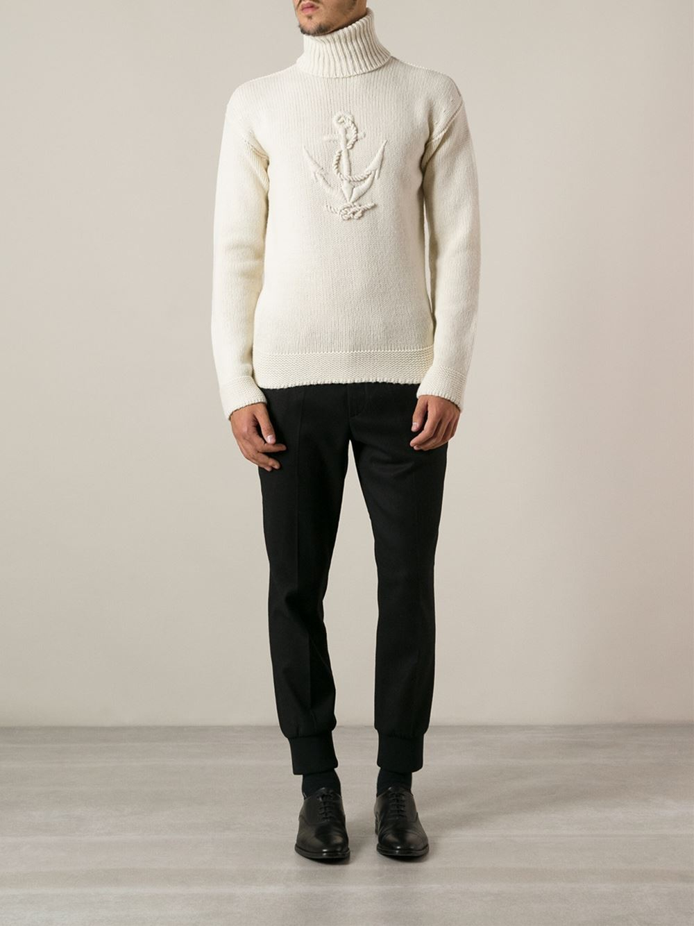 Lyst - Façonnable Anchor Embroidered Sweater in White for Men