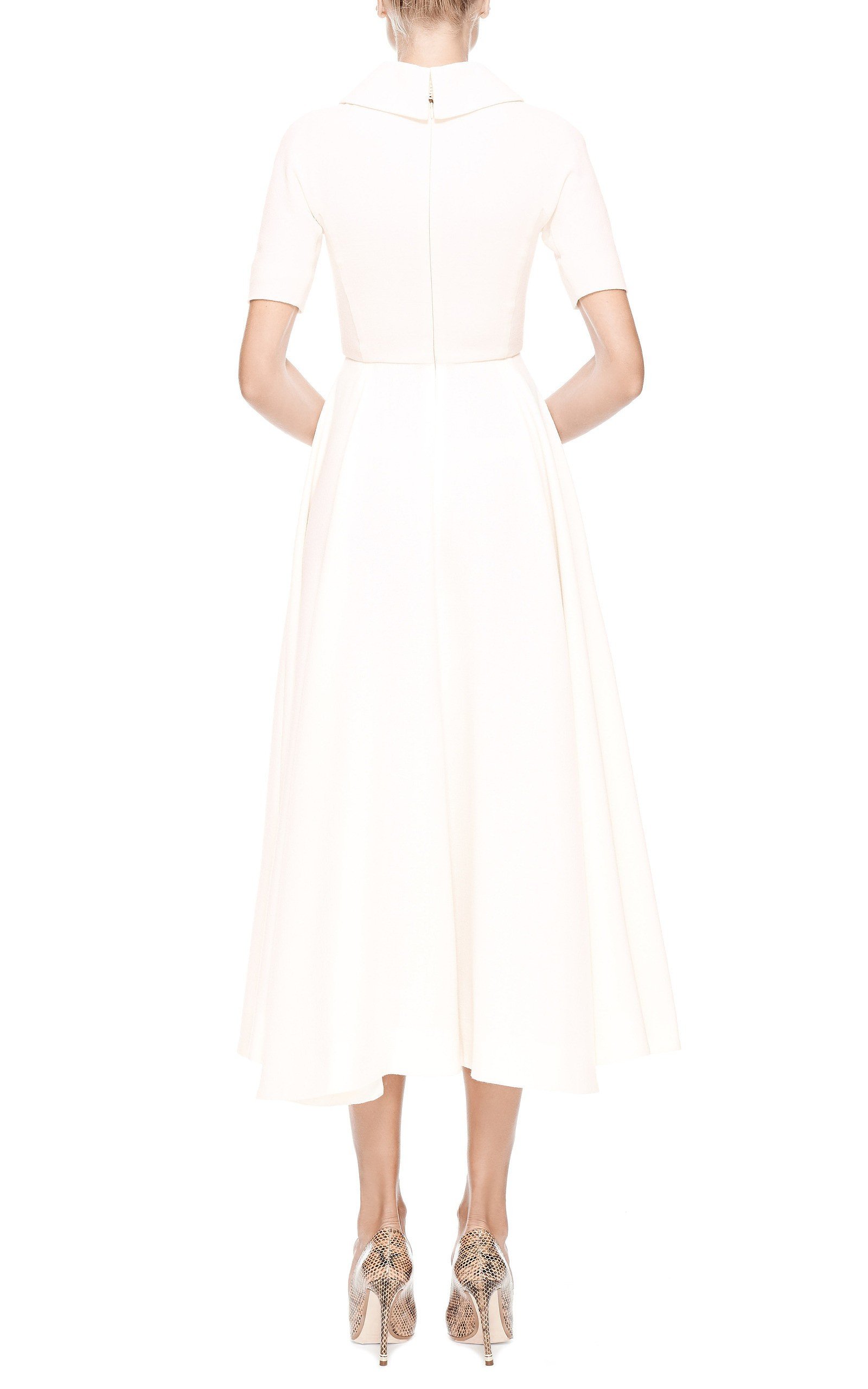 Lyst Emilia Wickstead Wool Crepe Midi Dress In White 1187