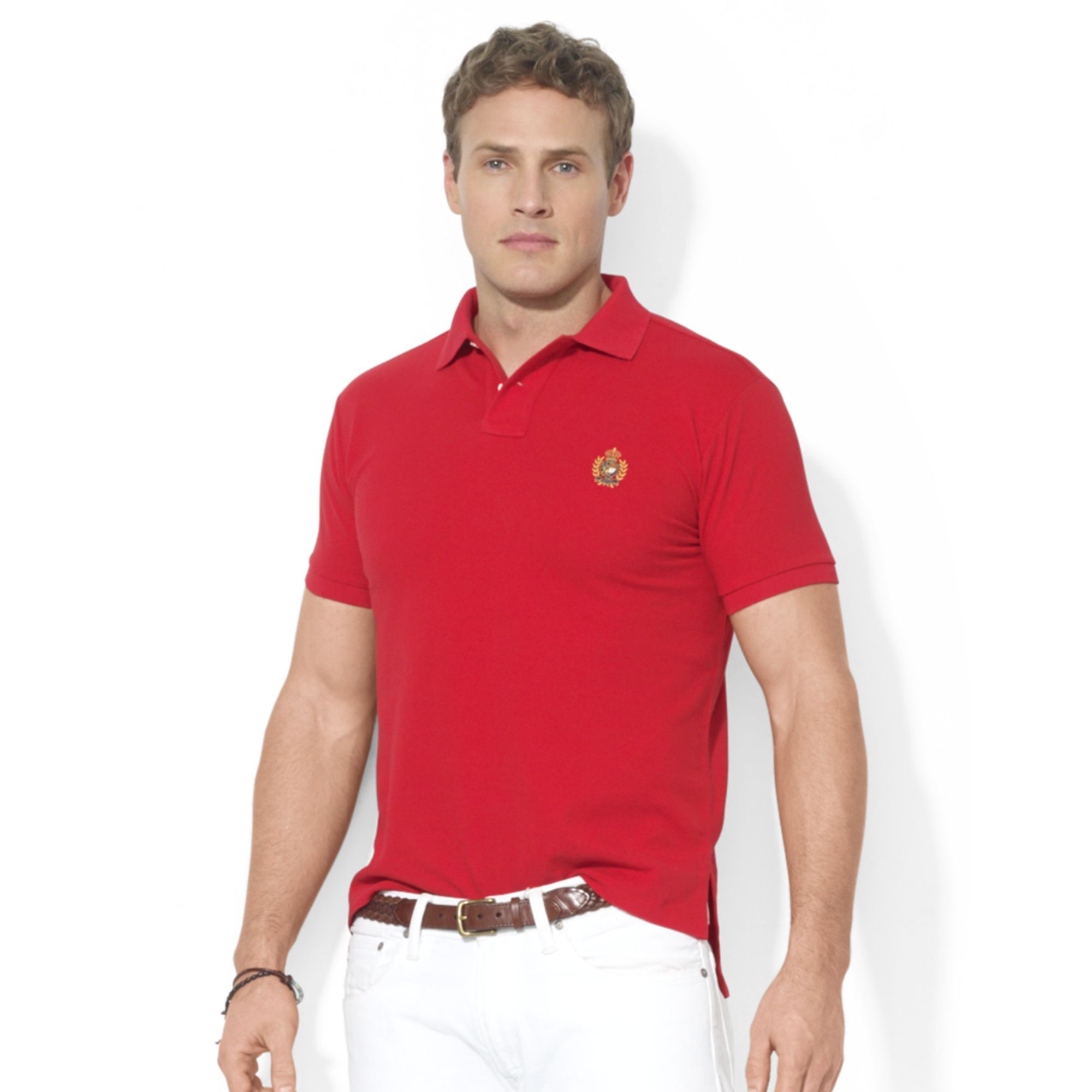 Ralph Lauren Polo Big and Tall Solid Mesh Crest Polo in Red for Men (RL ...