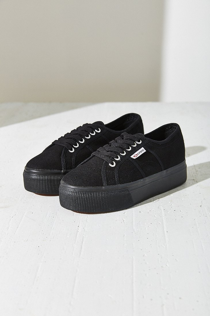 black superga platform trainers