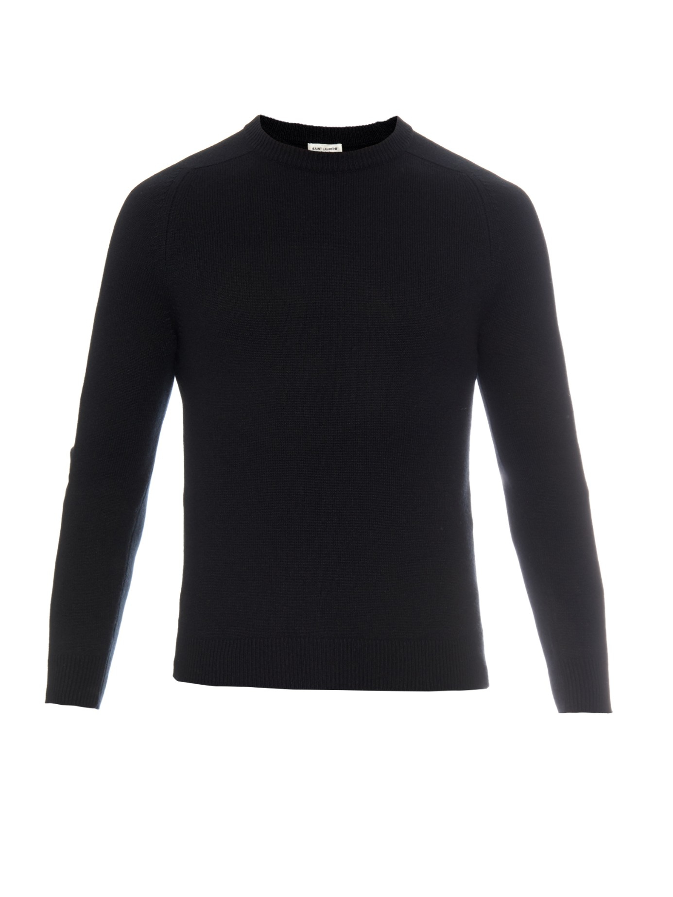 Lyst - Saint Laurent Leather Elbow-patch Cashmere Sweater in Black for Men