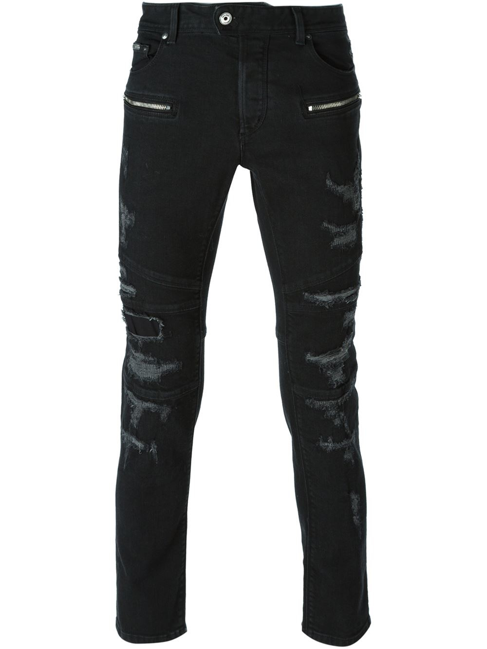 Lyst - Just Cavalli Distressed Zip Jeans in Black for Men