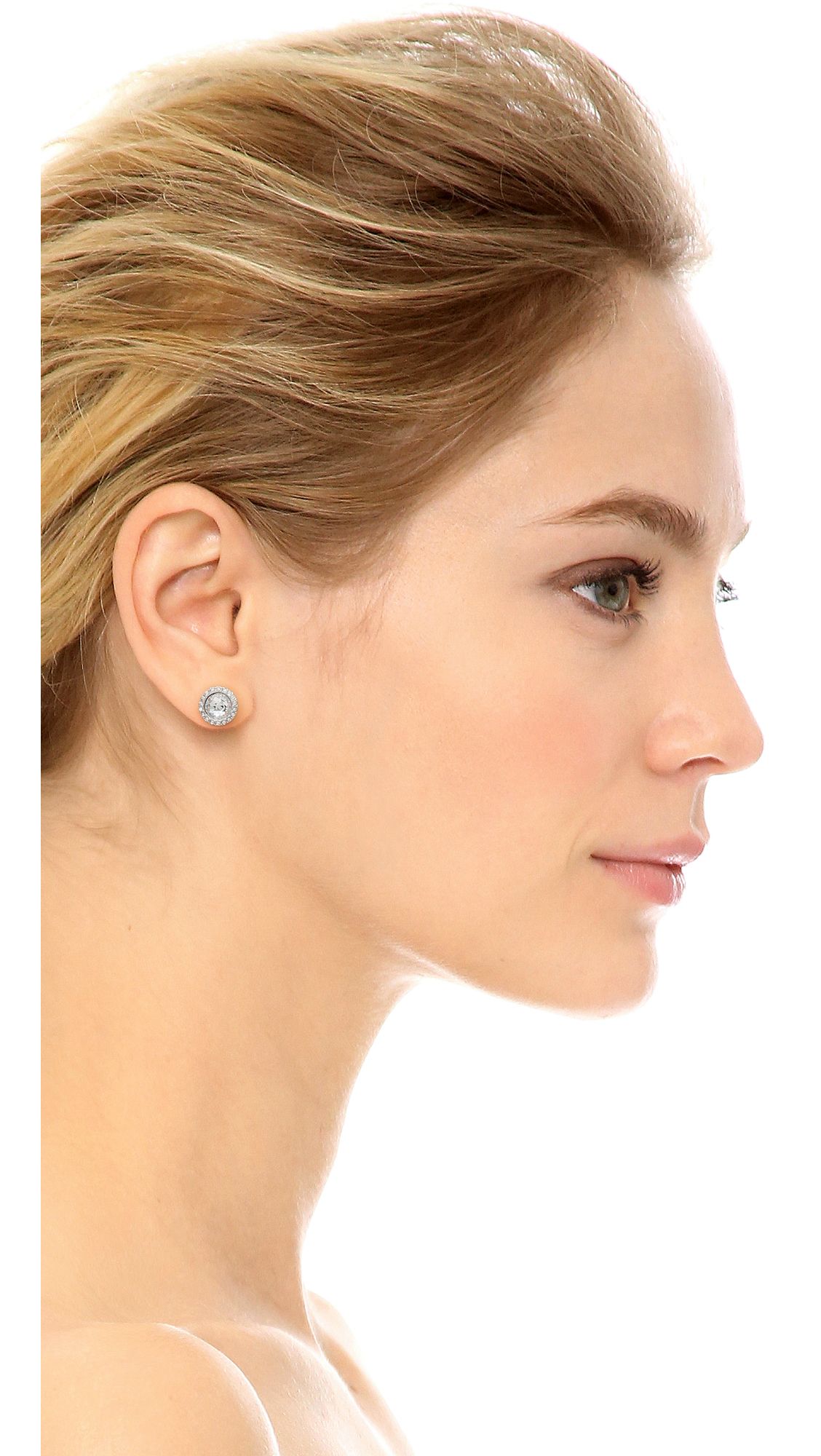 Lyst Rebecca Minkoff Crystal Halo Stud Earrings Silver Clear In Gallery