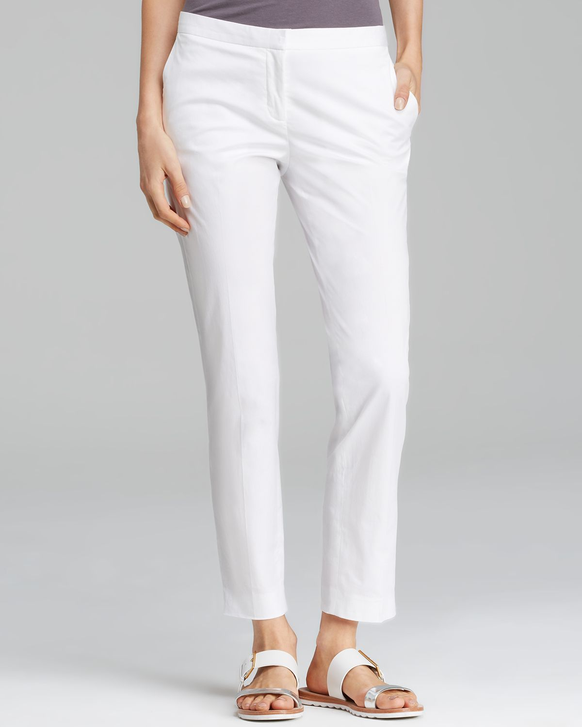 white cropped flare pants