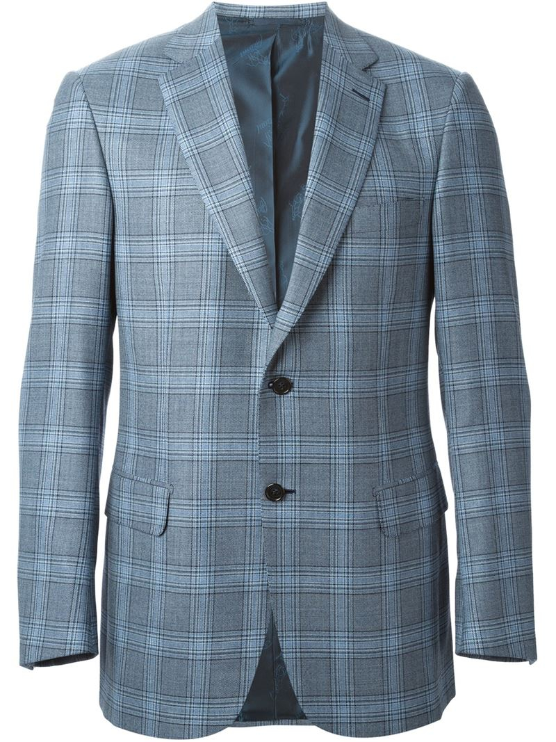 Lyst - Brioni Prince Of Wales Check Blazer in Blue for Men