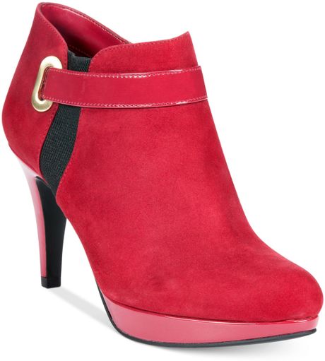Bandolino Cambria Platform Booties in Red (Red Suede) | Lyst
