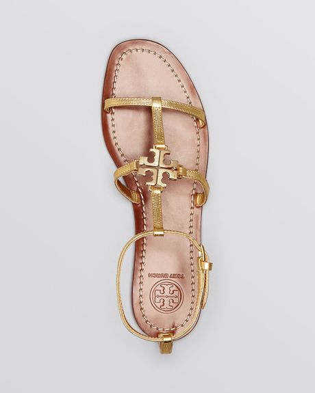 Tory Burch Flat Ankle Strap Sandals - Lowell in Gold | Lyst