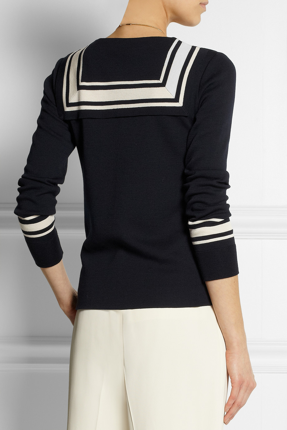 Chloé Sailor Collar Wool Sweater in Blue | Lyst