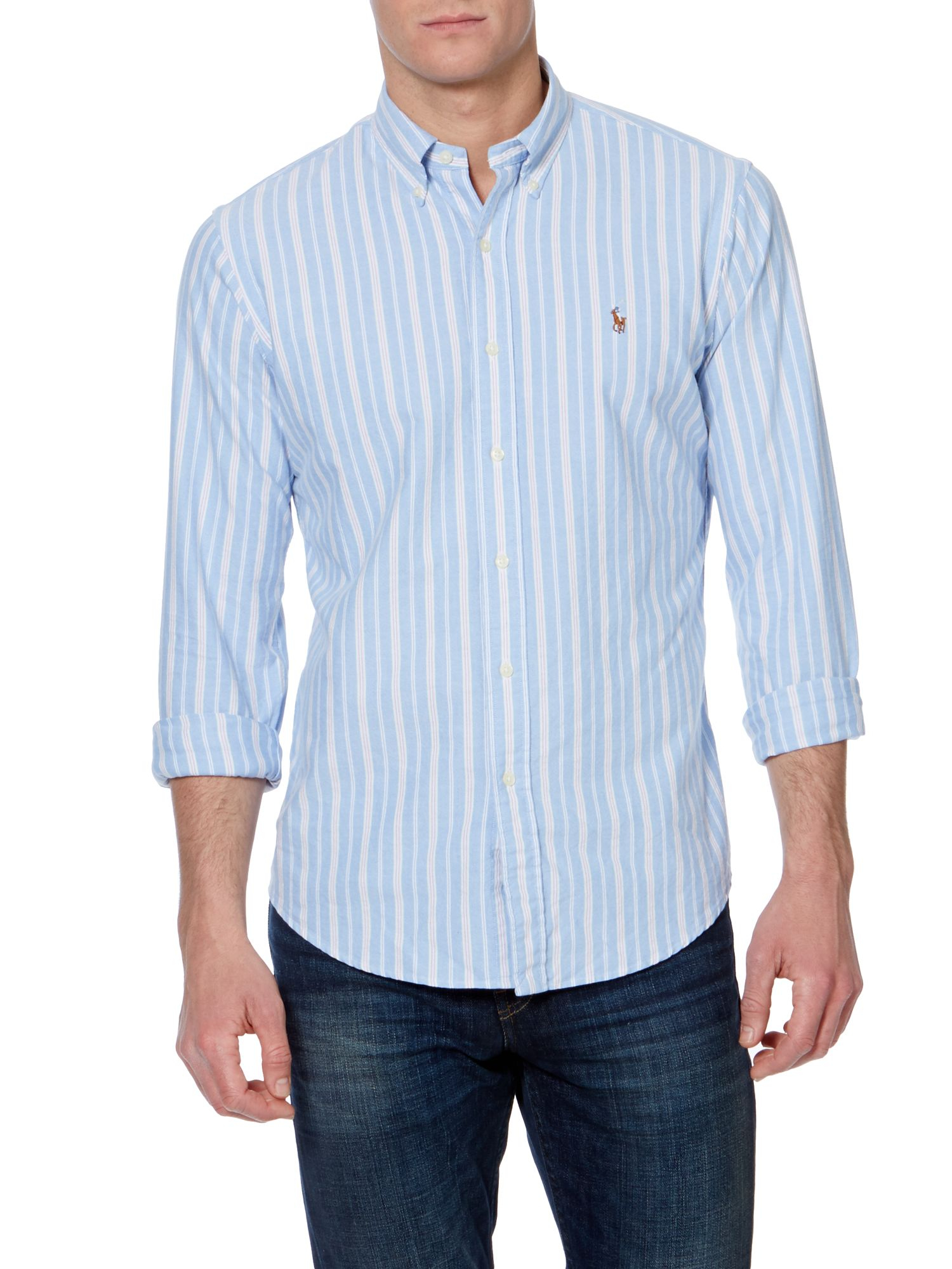 Polo ralph lauren Classic Long Sleeve Oxford Candy Stripe Shirt in Blue ...