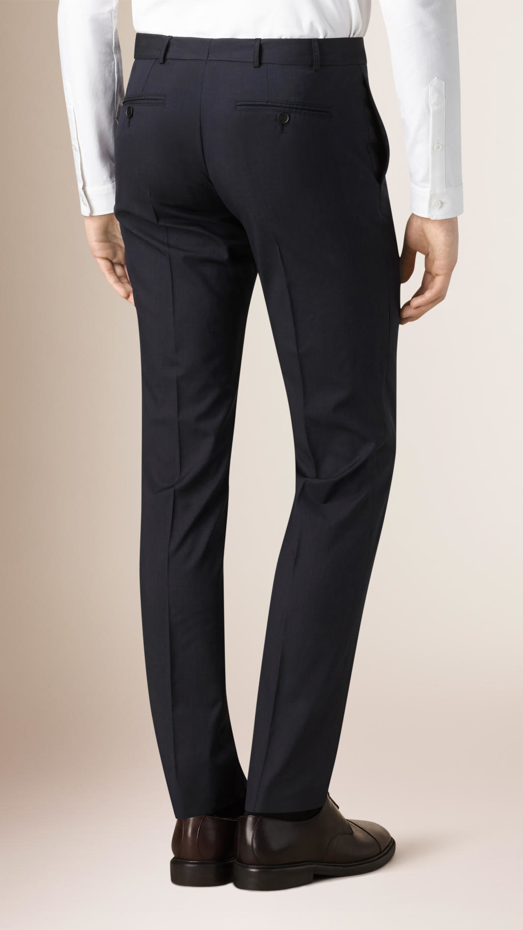 Lyst - Burberry Slim Fit Wool Silk Trousers in Black for Men