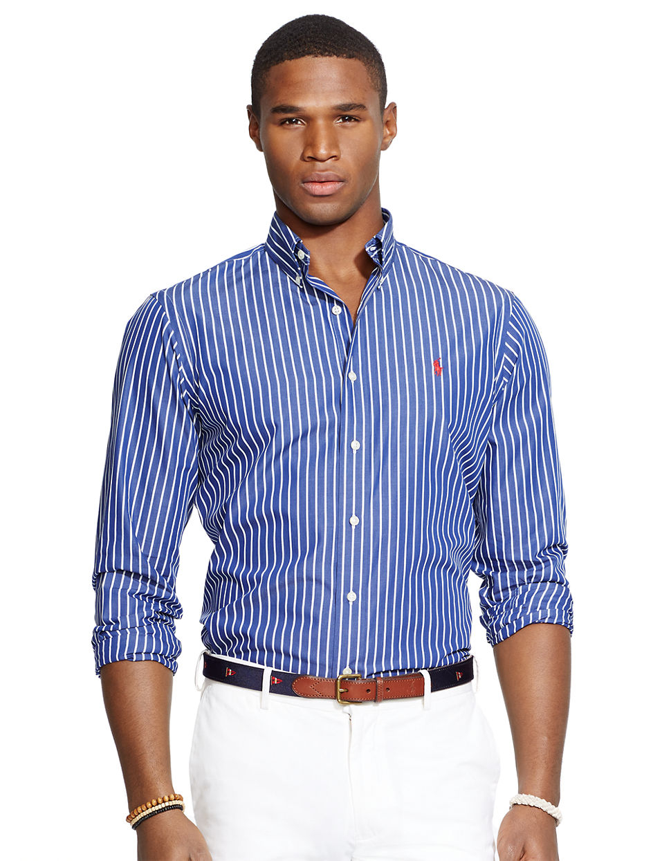 Lyst - Polo ralph lauren Striped Poplin Shirt in Blue for Men