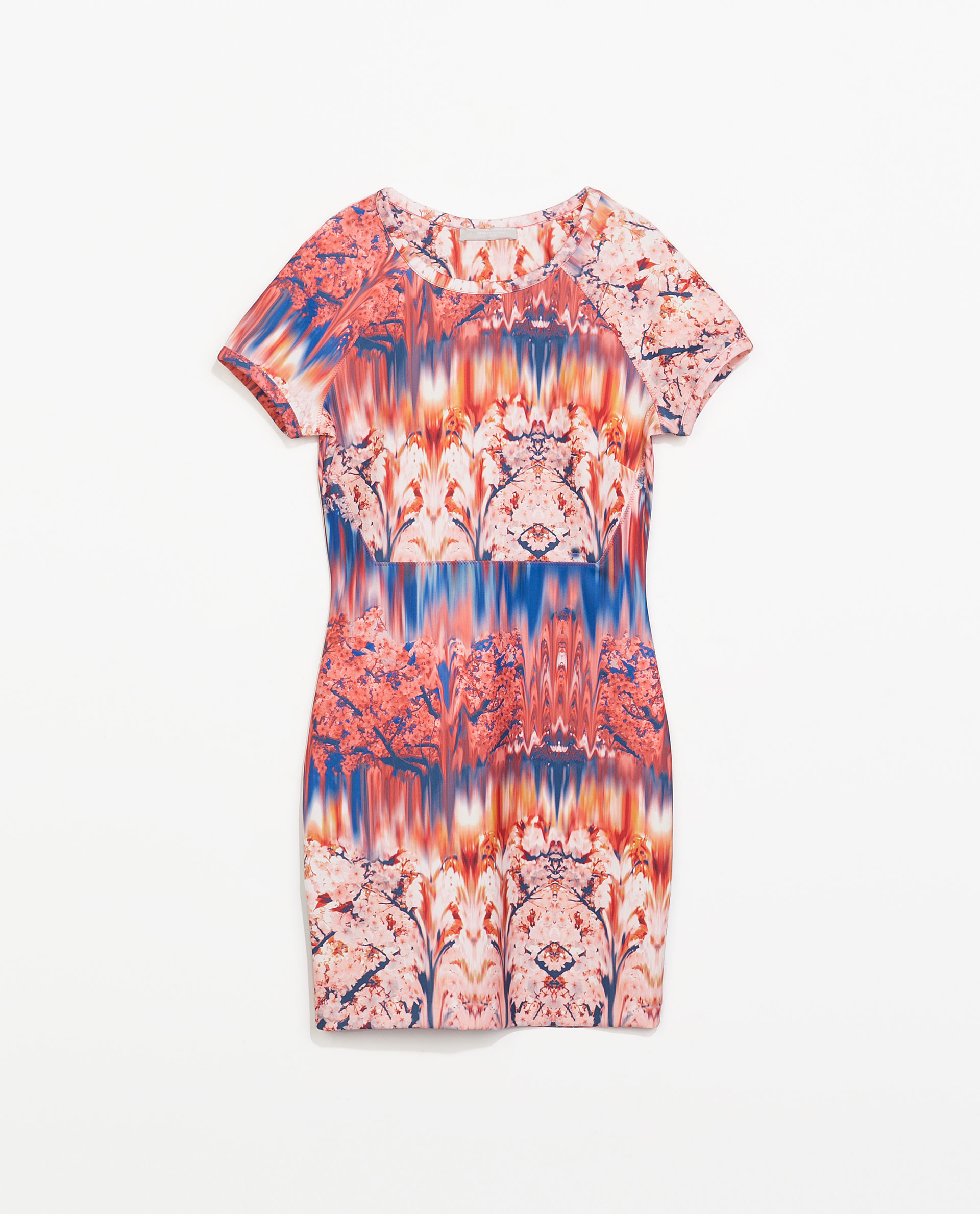 Zara Neoprene Printed Dress in Pink Lyst