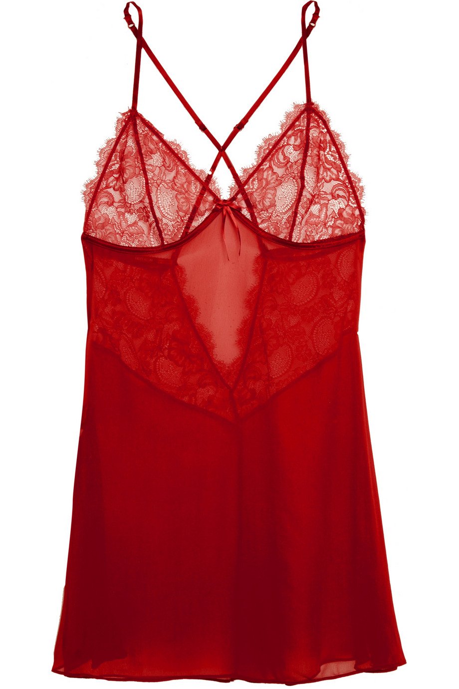 Lyst - Heidi Klum Intimates Valerie Lace And Silk-Chiffon Chemise in Red