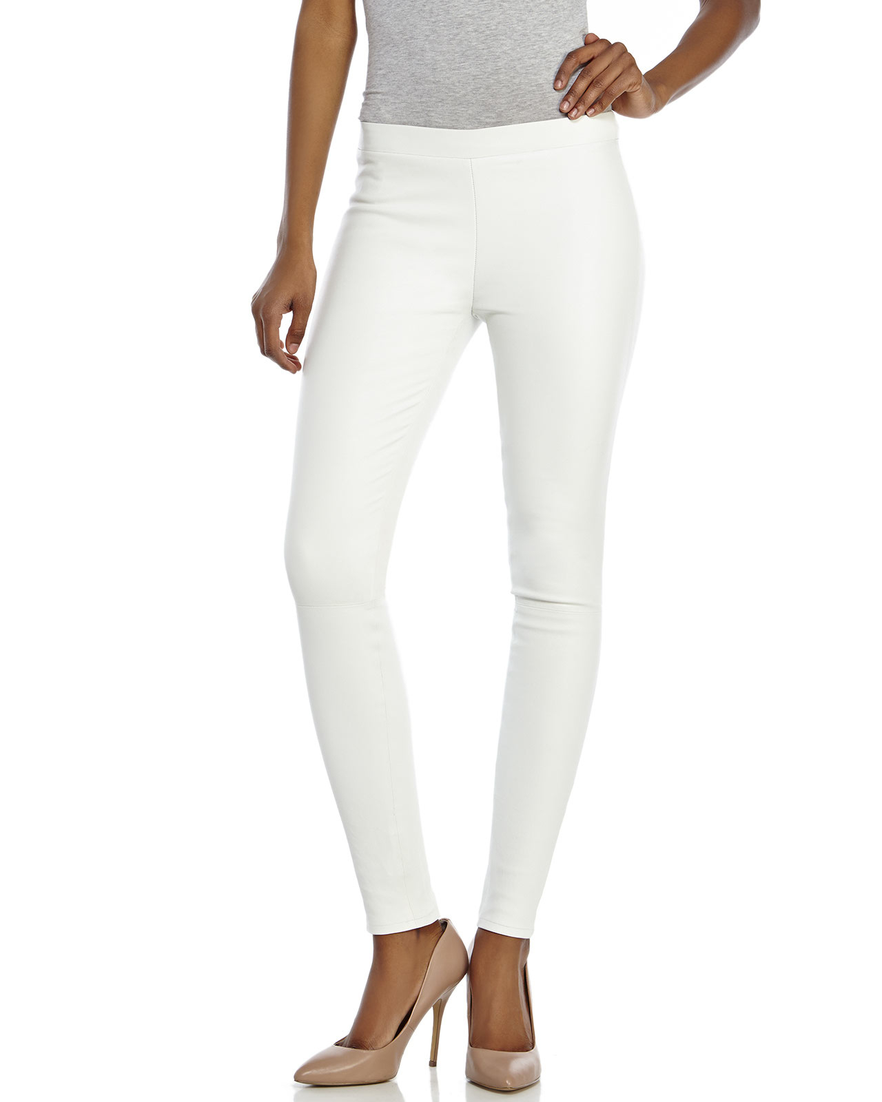 Lyst - J Brand White Leather Leggings in White