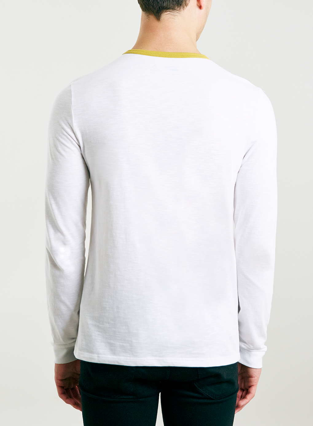 Topman Yellow/white Slub Long Sleeve Ringer T-shirt in White for Men | Lyst