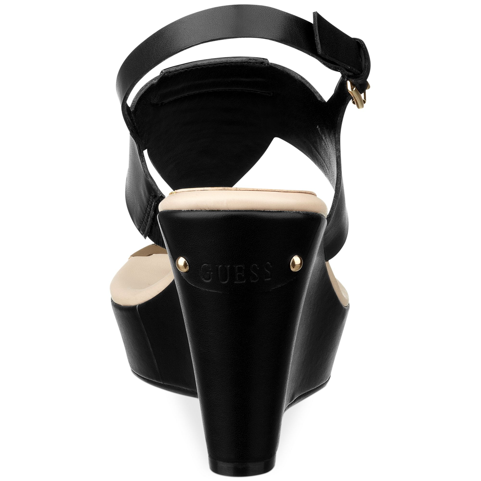 Lyst - Guess Magli Platform Wedge Thong Sandals in Black