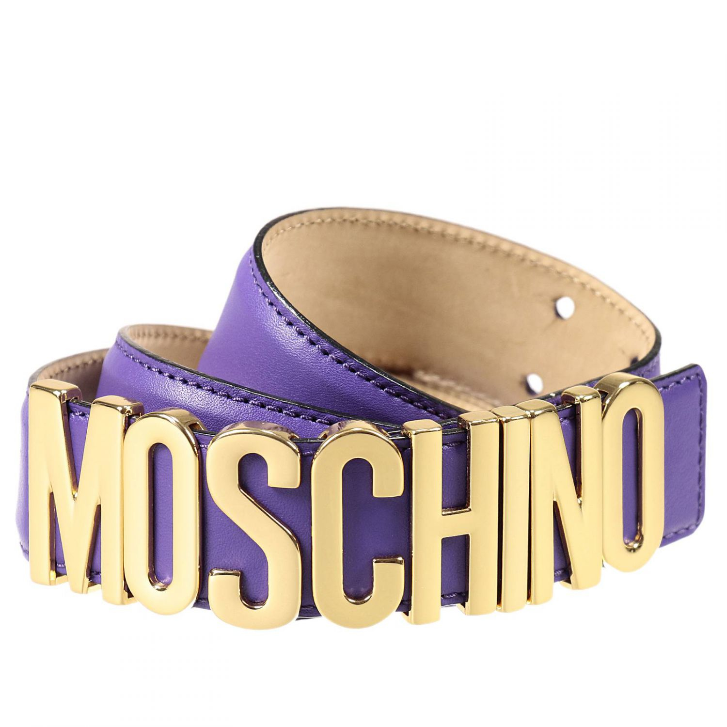 Moschino | Purple Belt Lettering Calf Leather | Lyst