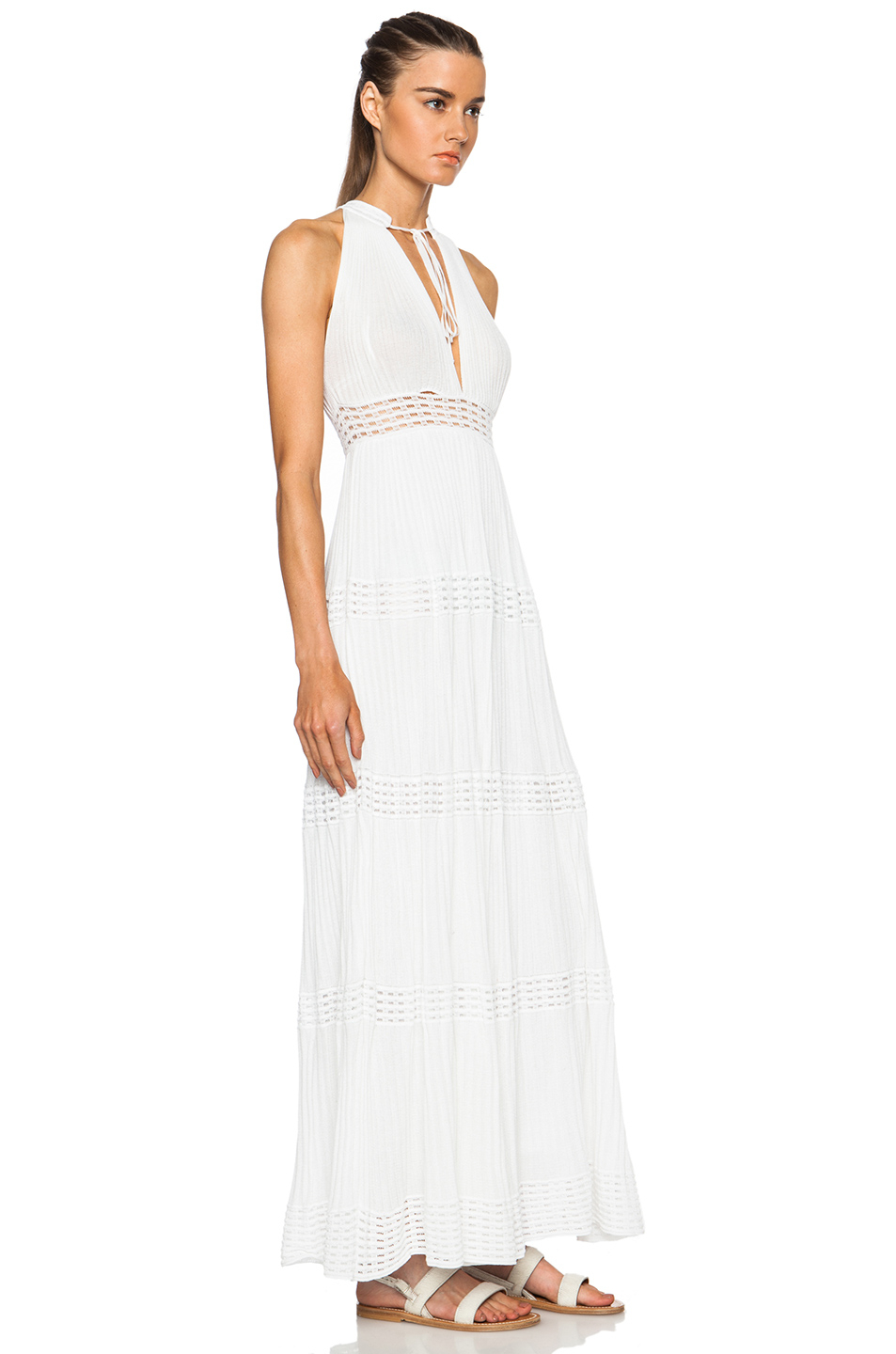 Lyst - M Missoni Tiered Halter Cotton-blend Maxi Dress in White