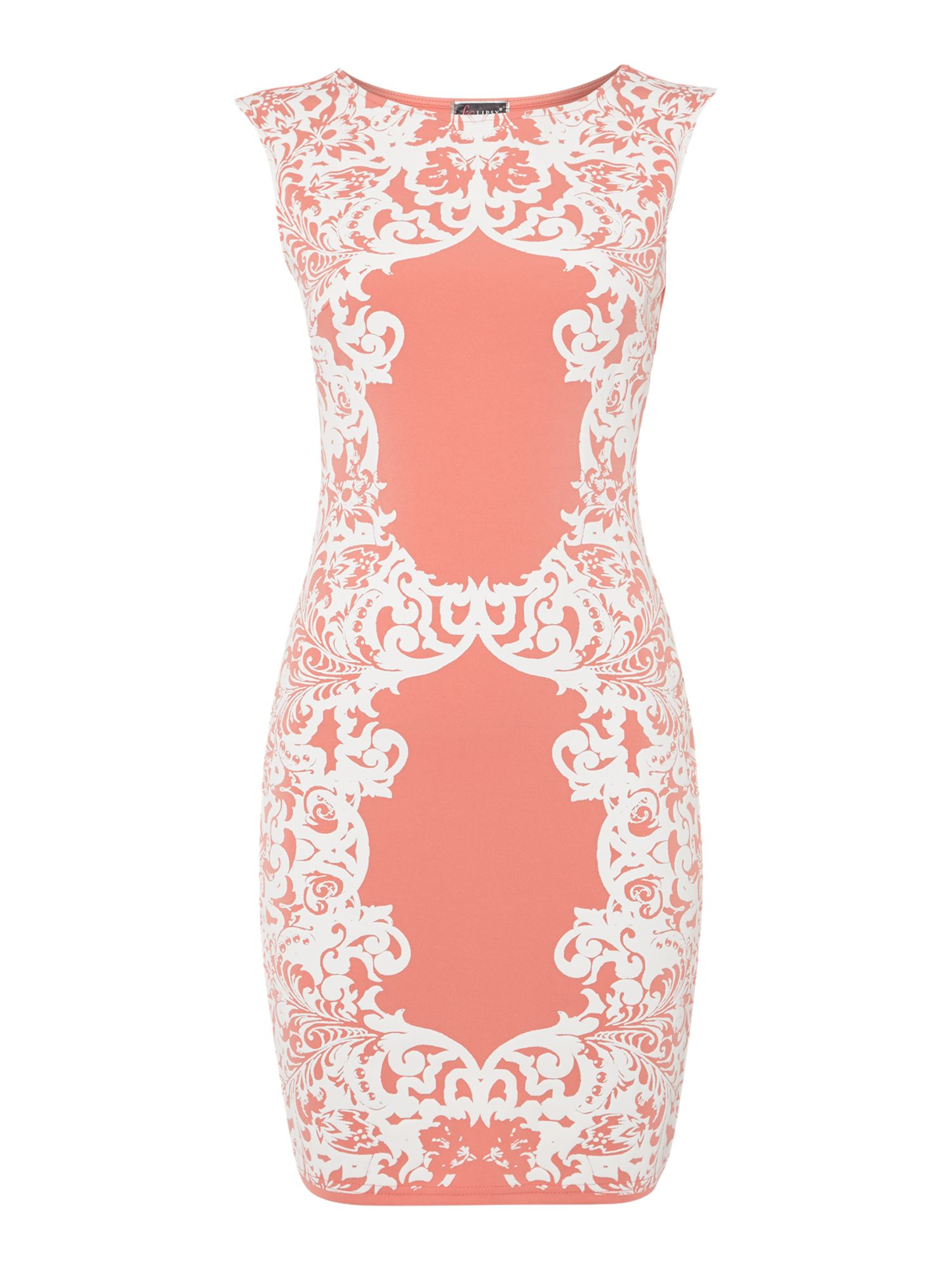 Lipsy Cap Sleeve Puff Pattern Bodycon Dress in Pink (Coral) | Lyst