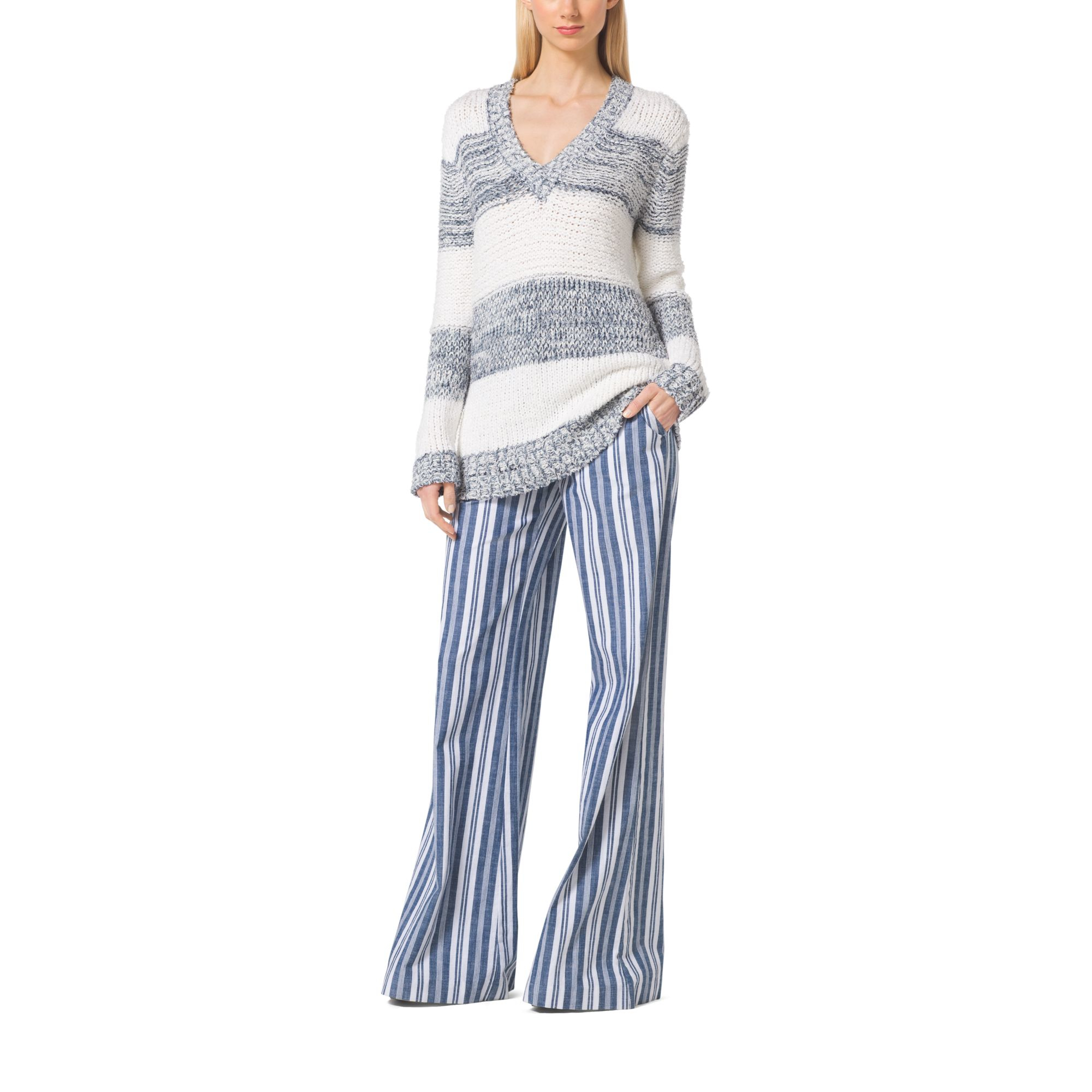 striped wide leg pants